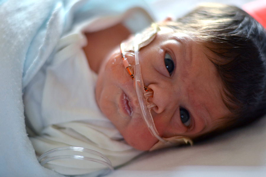 Premature infant recovering from NEC